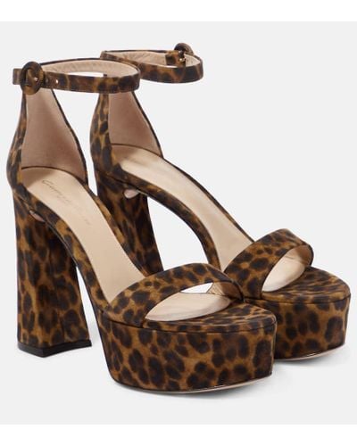 Gianvito Rossi Leopard-print Suede Platform Sandals - Brown