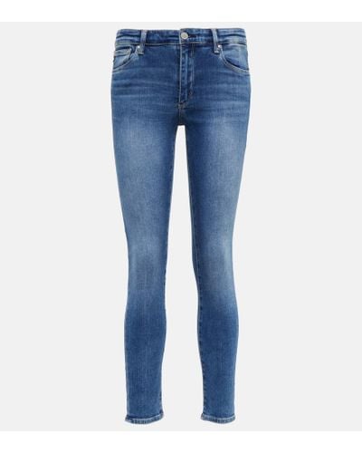 AG Jeans Mid-Rise Skinny Jeans Prima Ankle - Blau