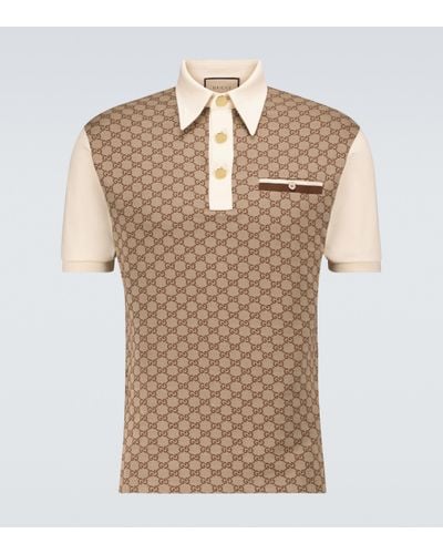 Gucci GG Silk And Cotton Jacquard Polo Shirt - Natural