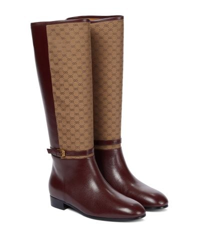 Gucci Leather And Fabric Boots - Brown
