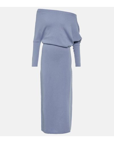 Altuzarra Kasos Off-shoulder Cashmere Maxi Dress - Blue