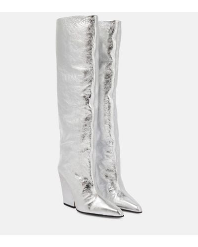 Paris Texas Jane Metallic Leather Knee-high Boots - White