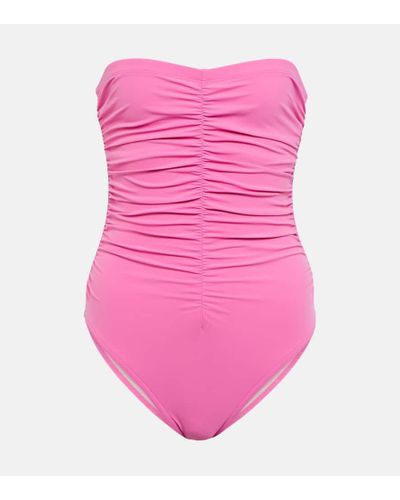 Karla Colletto Basics Badeanzug mit Raffungen - Pink