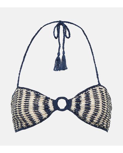 Anna Kosturova Crochet Cotton Bandeau Bikini Top - Black