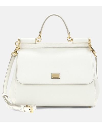 Dolce & Gabbana Miss Sicily Medium Leather Shoulder Bag - White