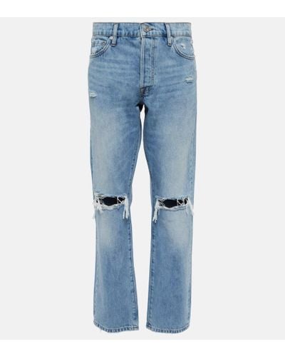 FRAME High-Rise Straight Jeans Le Slouch - Blau