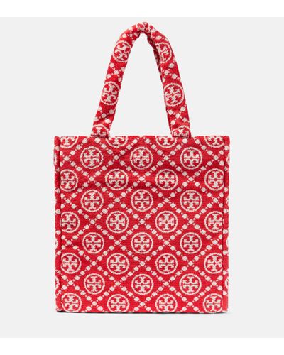 Tory Burch Logo Cotton Terry Tote Bag - Red