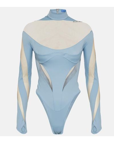 Mugler Paneled Bodysuit - Blue