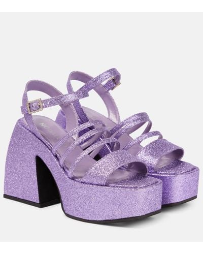 NODALETO Bulla Chibi Glitter Platform Sandals - Purple