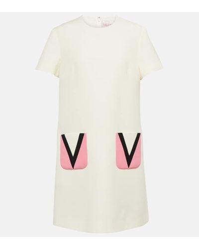Valentino Wool And Silk Crepe Minidress - Natural