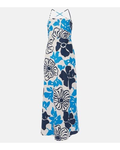Faithfull The Brand Garcia Floral Linen Maxi Dress - Blue