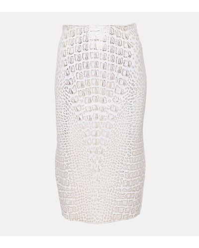 Alaïa High-rise Snake-print Pencil Skirt - White