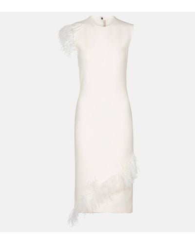 Christopher Kane Feather-trimmed Wool-blend Dress - White