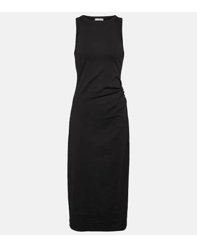 Vince Ribbed-knit Cotton-blend Midi Dress - Black