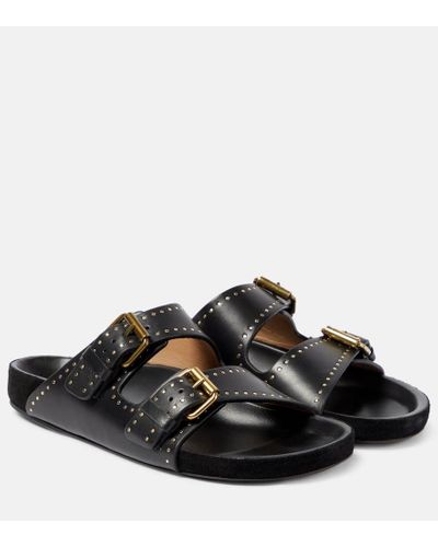 Isabel Marant Lennyo Leather Slides - Black