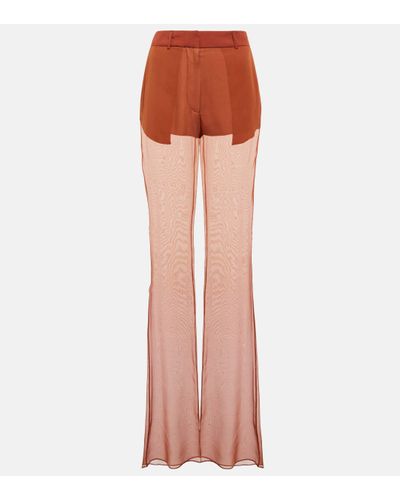 Nensi Dojaka Mid-rise Wide-leg Silk Trousers - Orange