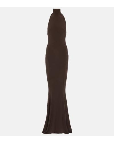 Norma Kamali Turtleneck Jersey Gown - Brown