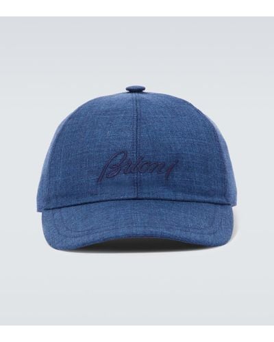 Brioni Cappello da baseball in seta, cashmere e lino - Blu
