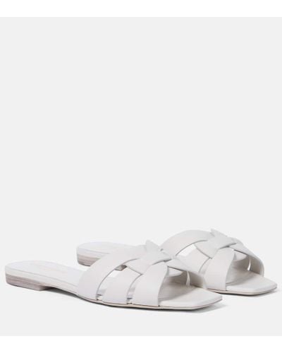Saint Laurent Nu Pieds 05 Patent-leather Sandals - White