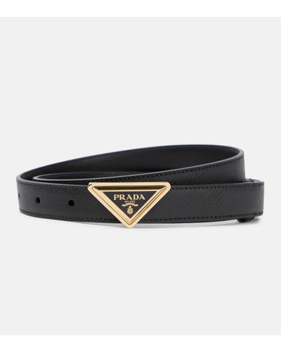 Prada Ceinture Triangle en cuir Saffiano - Noir