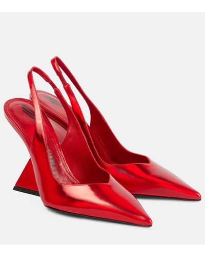 The Attico Cheope Leather Slingback Court Shoes - Red