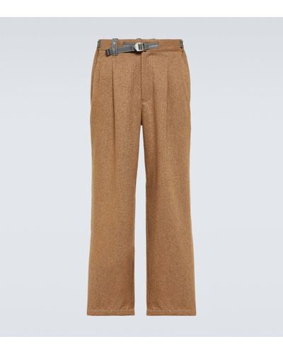 and wander Re Wool Tweed Wide-leg Trousers - Natural