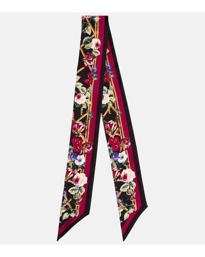 Dolce & Gabbana Floral Silk Scarf - Red