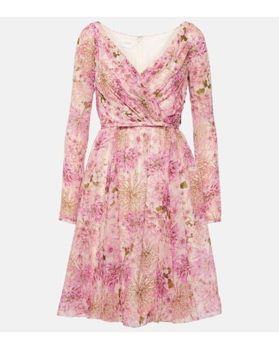 Giambattista Valli Printed Silk Georgette Minidress - Pink