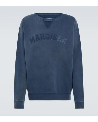 Maison Margiela Logo Cotton Fleece Sweatshirt - Blue