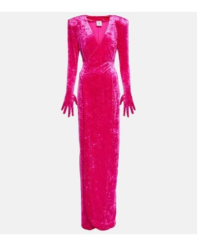 Vetements Diva Gloves Velvet Maxi Dress - Pink