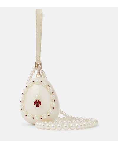Simone Rocha Verzierte Clutch Faberge Egg Mini - Weiß