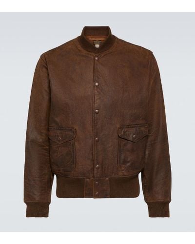 RRL Leather Bomber Jacket - Brown