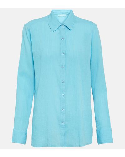 Melissa Odabash Tina Cotton Gauze Shirt - Blue