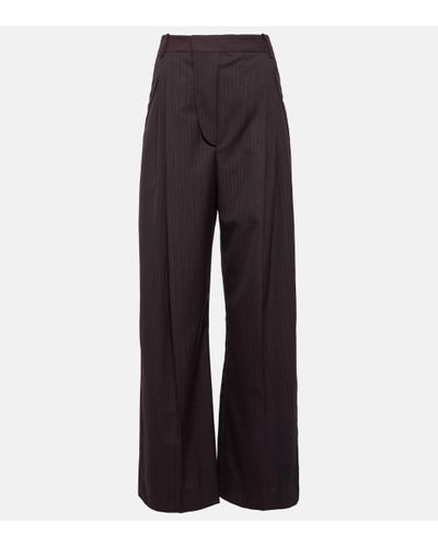Victoria Beckham Pinstripe Wool-blend Barrel-leg Trousers - Blue