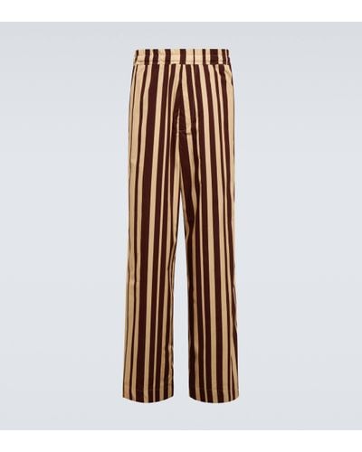 Dries Van Noten Striped Wide-leg Trousers - Brown
