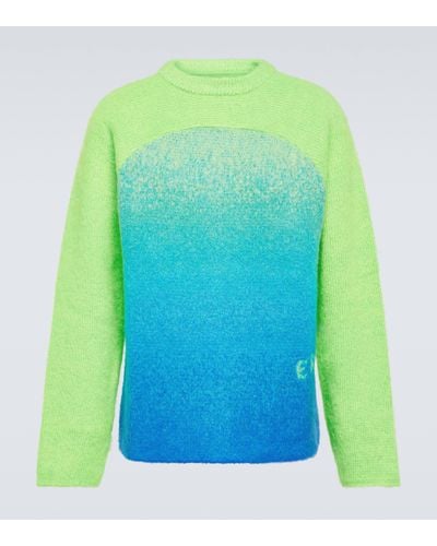 ERL Rainbow Knitted Mohair-blend Jumper - Blue