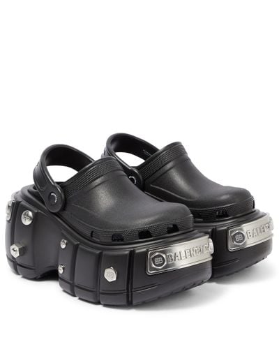 Balenciaga X Crocs Embellished Platform Clogs - Black