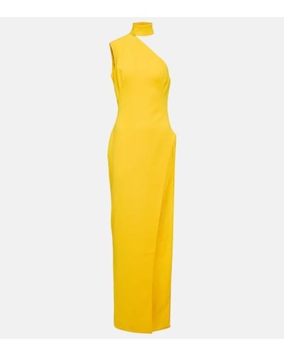 Monot Vestido largo asimetrico de crepe - Amarillo