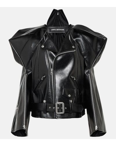 Junya Watanabe Giacca biker in similpelle - Nero