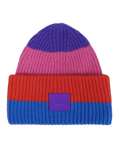 Acne Studios Face Striped Wool Beanie - Multicolor