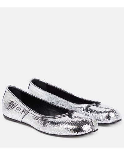 Maison Margiela Metallic Leather Tabi Ballet Flats