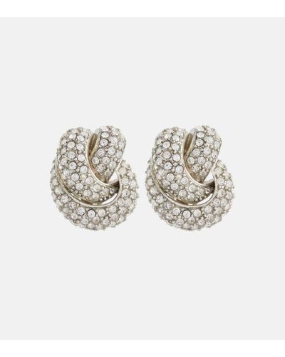 Oscar de la Renta Knot Crystal Earrings - White