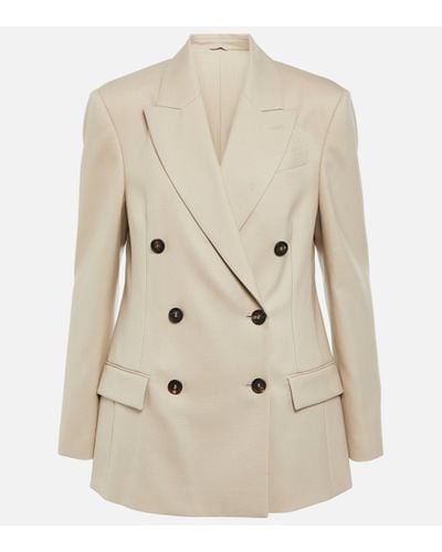 Brunello Cucinelli Double-breasted Wool Blazer - Natural