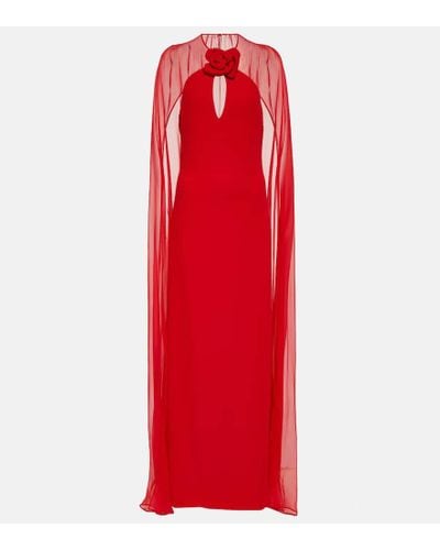 Valentino Vestido de fiesta de seda con capa - Rojo
