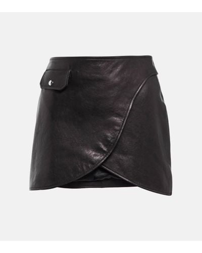 Khaite Otis Leather Miniskirt - Black