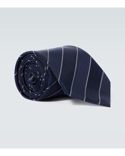 Brunello Cucinelli Striped Silk Tie - Blue