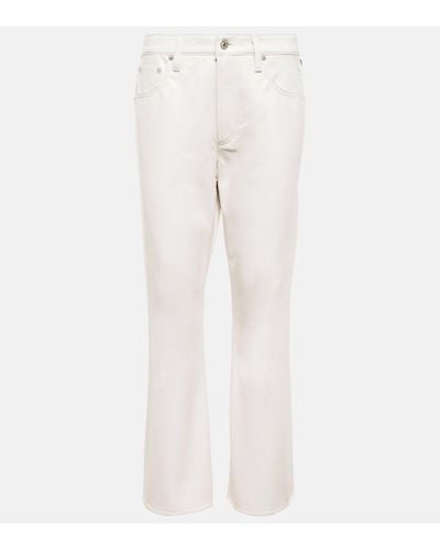 Citizens of Humanity Isola Leather-blend Cropped Bootcut Trousers - White