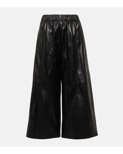 Loewe Jupe culotte a taille haute en cuir - Noir