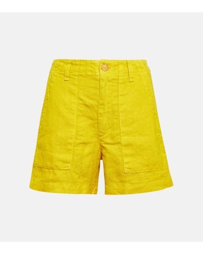 Velvet Fallon Linen Shorts - Yellow