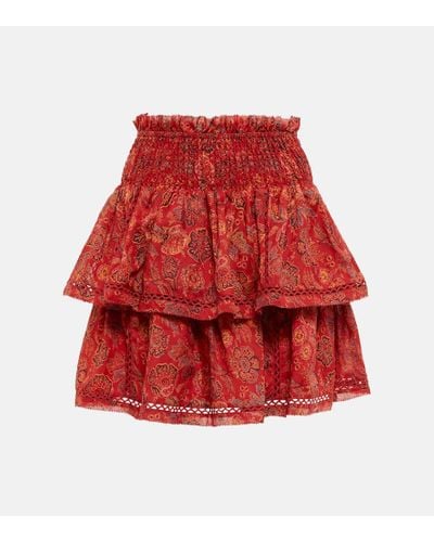 Sir. The Label Allegra Floral Ramie Miniskirt - Red